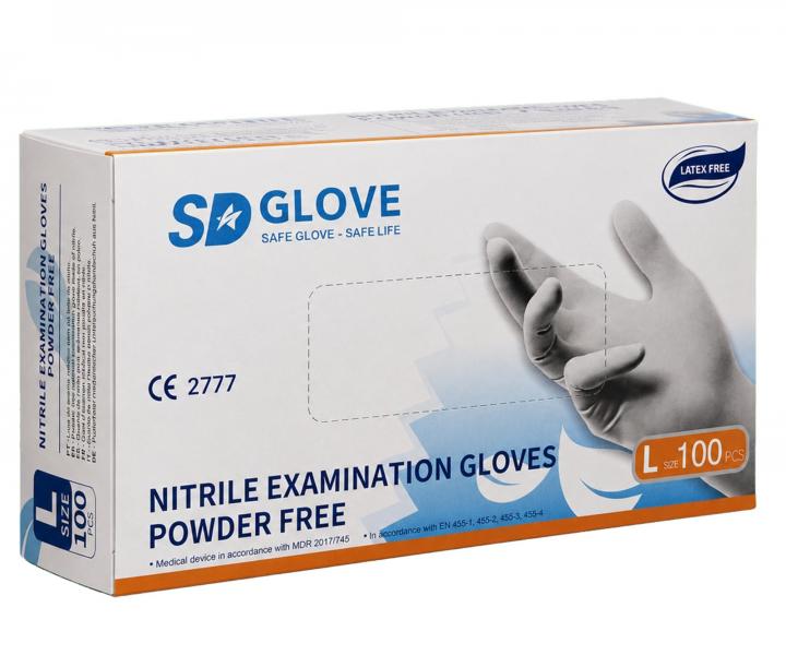 Nitrilov� rukavice SD Glove Nitrile Examination Gloves  - 100 ks, b�l�, velikost L
