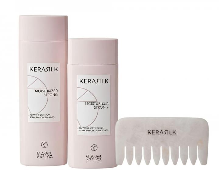 Sada pro regeneraci such�ch a po�kozen�ch vlas� Kerasilk Repairing + mas�n� h�eben Gua Sha zdarma