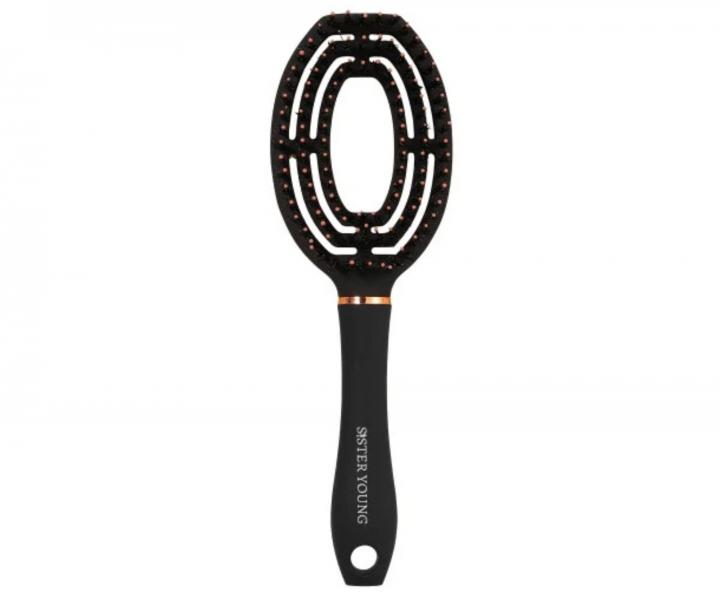 Kart�� na roz�es�v�n� a fouk�n� vlas� s kan��mi a nylonov�mi �t�tinami Sister Young Coco Hair Brush - �ern�