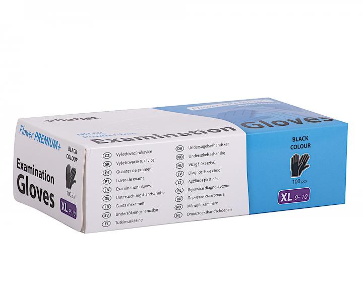 Jednorázové nitrilové rukavice Batist Flower Premium+ XL - 100 ks, černé
