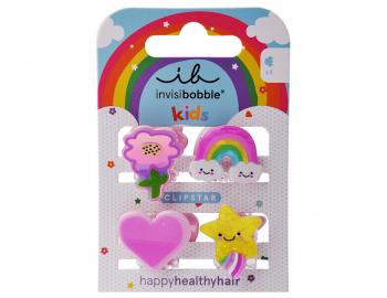 Dětské veselé skřipečky do vlasů Invisibobble Clipstar Happy World - 4 ks