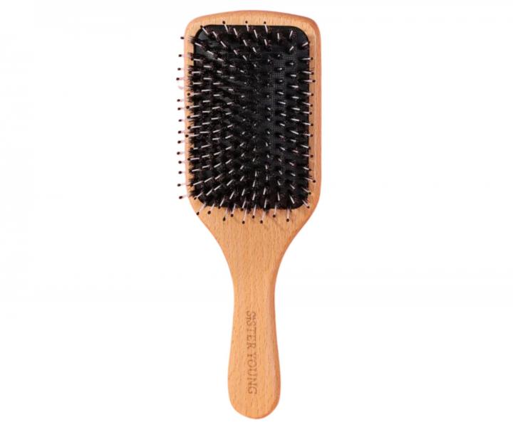 Ploch� d�ev�n� kart�� na vlasy s kan��mi a nylonov�mi �t�tinami Sister Young Vera Hair Brush - 24,3 x 8 cm