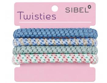 Sada barevn�ch gumi�ek do vlas� Sibel Twisties - modr�/zelen�, 4 ks