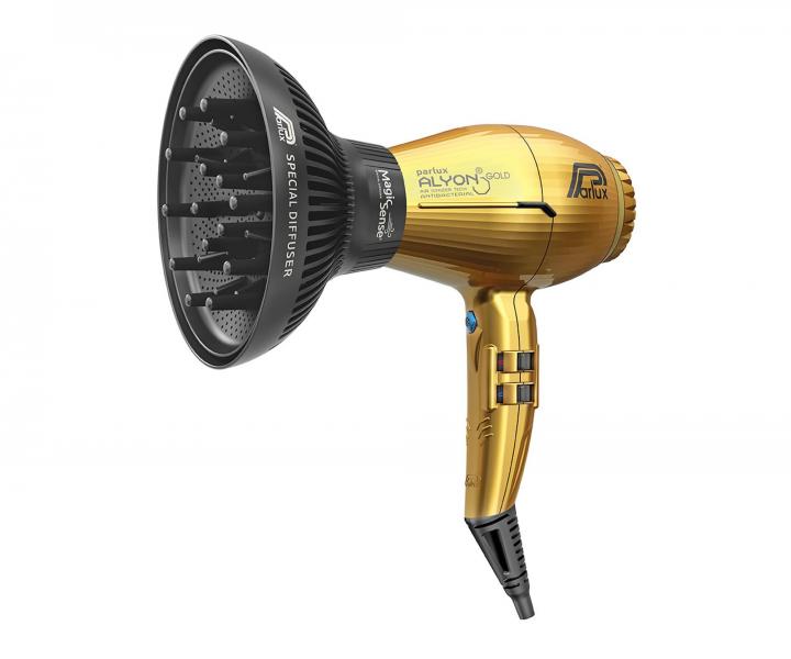 Set profesionálního fénu na vlasy Parlux Alyon a difuzéru Parlux Magic Sense - zlatý, 2250 W