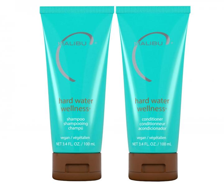 Cestovn� sada vlasov� p��e proti tvrd� vod� Malibu C Hard Water Wellness - �ampon 100 ml + kondicion�r 100 ml