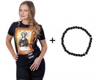 Tričko s krátkým rukávem Crazy Scissors Mona Lisa - černé, S + náramek Loréal Preciosa zdarma