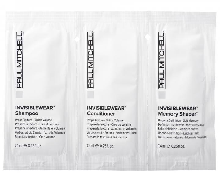Čistící šampon, péče a péče na definici účesu Paul Mitchell Invisiblewear - 3 x 7,4 ml