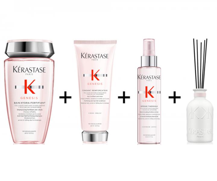 Sada Kérastase Genesis - šampon + péče + termoochrana + interiérový parfém ZDARMA
