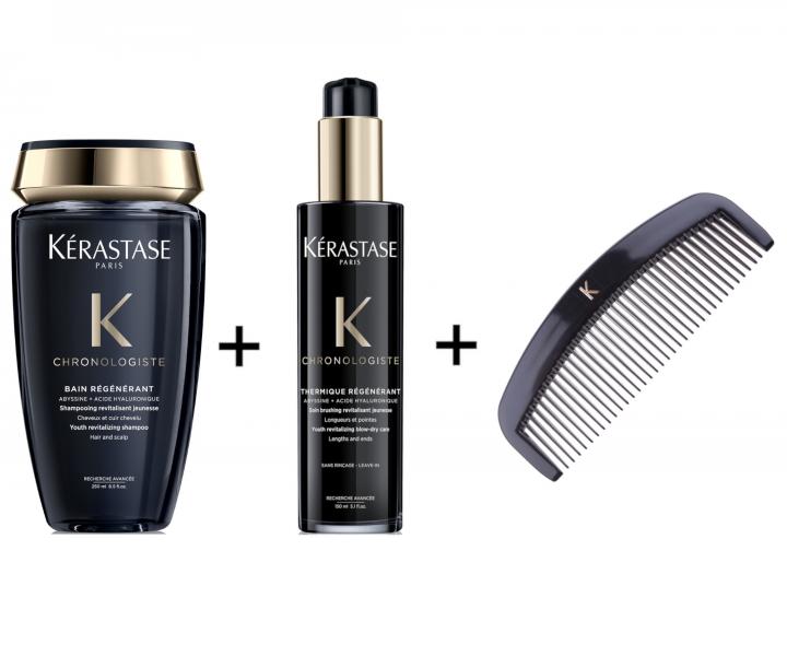 Sada pro v�echny typy vlas� K�rastase Chronologiste - �ampon + termoochrana + h�eben ZDARMA