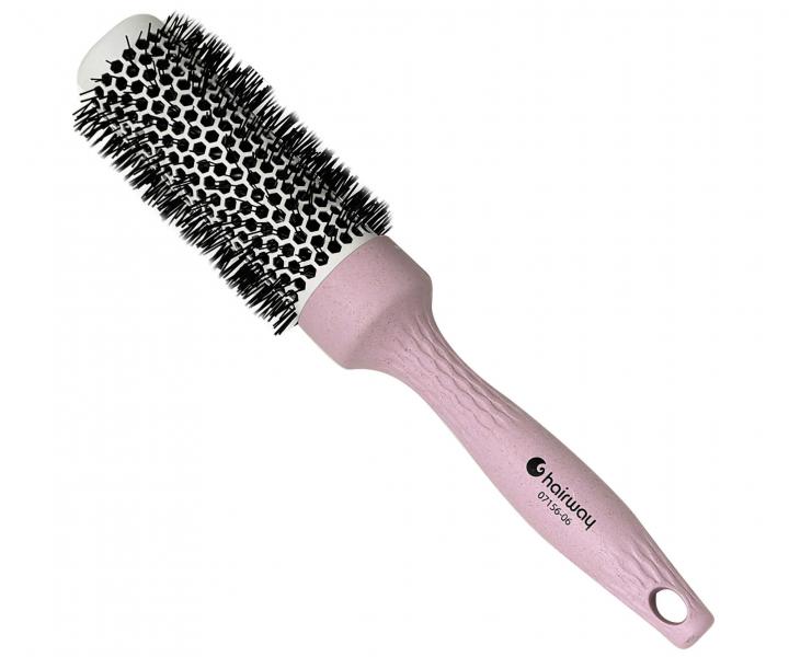 Kulatý kartáč z organického materiálu s nylonovými štětinami Hairway Organica - fialový, 33 mm