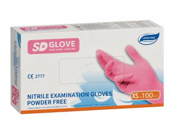 Nitrilov� rukavice SD Glove Nitrile Examination Gloves  - 100 ks, r��ov�, velikost XS