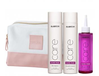 Dárková sada pro lesk vlasů Subrina Professional Care Glow-Plex Set + kosmetická taštička zdarma