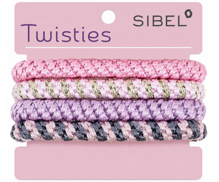 Sada barevn�ch gumi�ek do vlas� Sibel Twisties - r��ov�, 4 ks