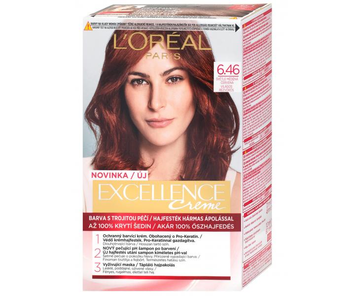 Permanentn� barva Lor�al Excellence 6.46 sv�tle m�d�n� �erven�