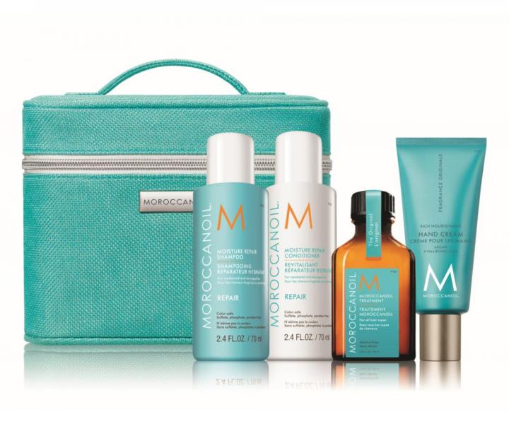 Dárková sada pro regeneraci vlasů Moroccanoil Repair + kosmetická taška zdarma