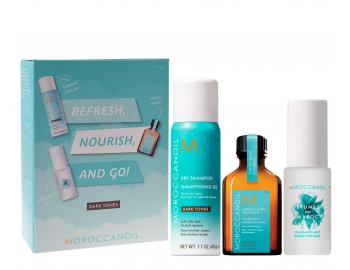 Dárková sada pro osvěžení a vyživení tmavých odstínů vlasů Moroccanoil Refresh Nourish And Go