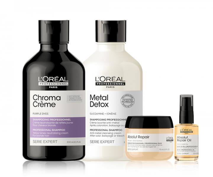 Sada pro neutralizaci a regeneraci blond vlasů Loréal Professionnel + olej a maska zdarma