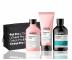 Šampon pro neutralizaci teplých tónů Loréal Professionnel Serie Expert Chroma Cr&#232;me - sada - zelený šampon + šampon + péče pro barvené vlasy + kosmetická taška zdarma