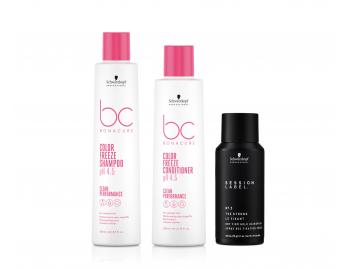 Sada pro barven vlasy Schwarzkopf Professional BC Bonacure Color Freeze + fixan sprej zdarma