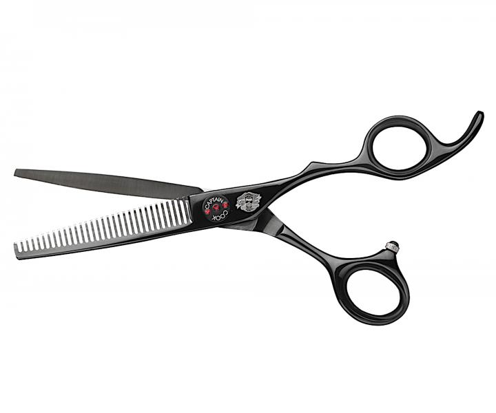 Profesionální efilační barber nůžky 6" Captain Cook Black Ripper 06479 - 32 zubů, černé