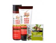 Sada pro podporu rstu vlas Dr. Sant Anti Hair Loss - ampon 250 ml + pe 200 ml + mdlo zdarma