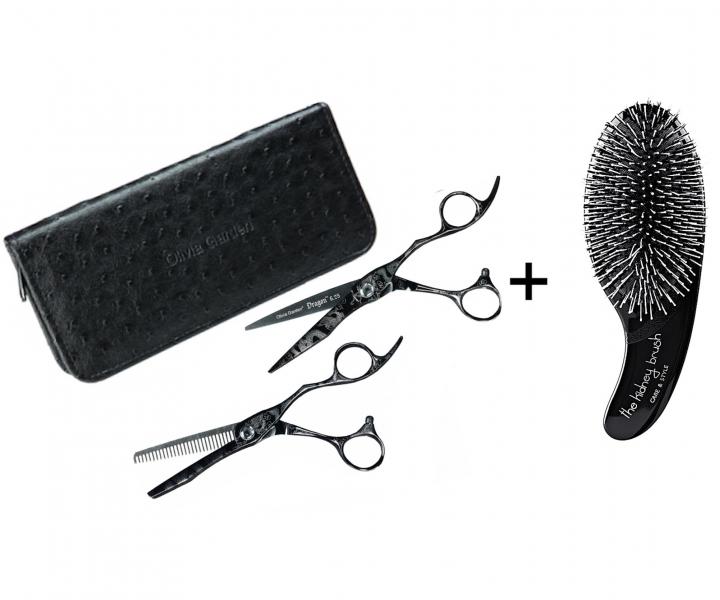 Sada nůžek 6,25" a 6,28" Olivia Garden Dragon Shear Collection + kartáč zdarma