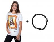 Triko s krtkm rukvem Crazy Scissors Mona Lisa - bl, M + nramek Loral Preciosa zdarma