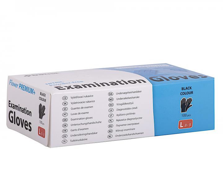 Jednorázové nitrilové rukavice Batist Flower Premium+ L - 100 ks, černé
