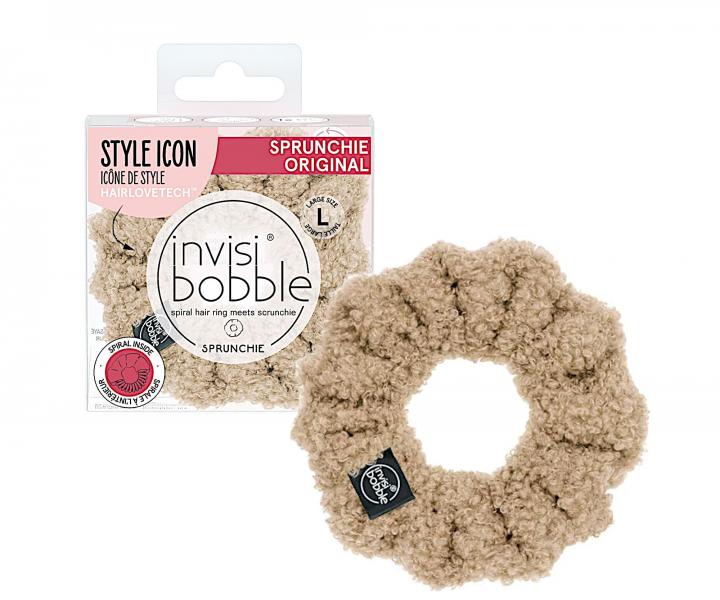 Ozdobná spirálová gumička Invisibobble Sprunchie Original Bear Necessities  - světle hnědá