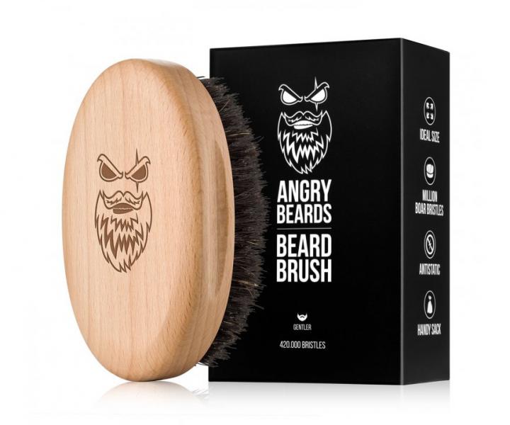 Dřevěný kartáč na vousy Angry Beards Gentler - 103 x 63 mm