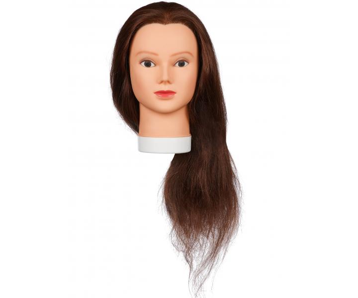 Cvičná hlava dámská s přírodními vlasy ELENA 60, Original Best Buy - hnědé 20 - 50 cm - bez obalu