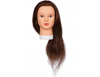 Cvičná hlava dámská s přírodními vlasy ELENA 60, Original Best Buy - hnědé 20 - 50 cm