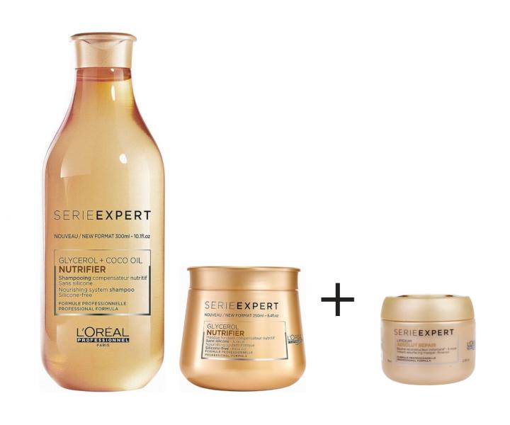 Sada pro suché vlasy Loréal Nutrifier + maska Absolut Repair Lipidium 75 ml zdarma