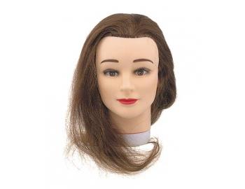 Cvičná hlava Sibel Aline s přírodními vlasy - hnědé 40 cm