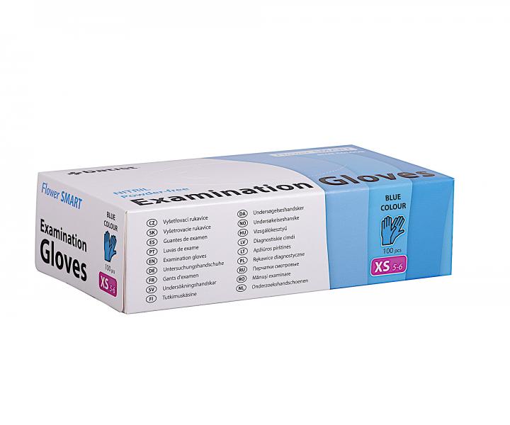 Jednorázové nitrilové rukavice Batist Flower Smart XS - 100 ks, modré