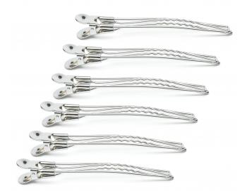 Chromov� spony do vlas� Eurostil Professional - 11,7 cm, st��brn�, 6 ks