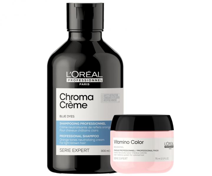 Šampon pro neutralizaci oranžových tónů Loréal Chroma Créme - 300 ml + maska 75 ml zdarma
