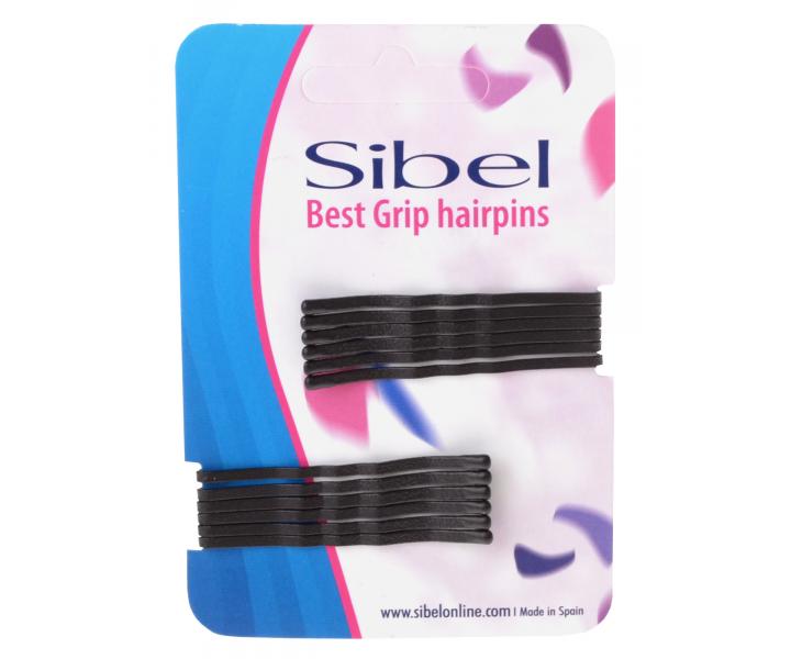 Vlnitá sponka Sibel Best Grip - 5 cm, hnědá - 12ks