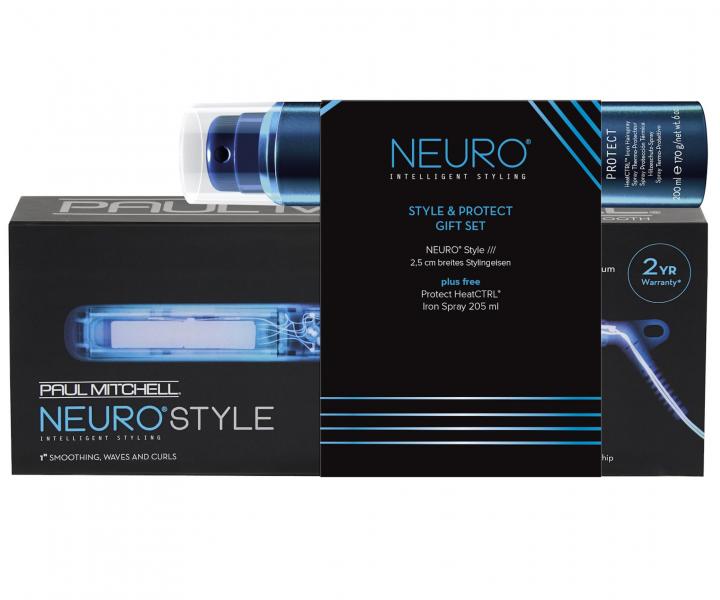 Dárková sada Paul Mitchell NEURO® Style - žehlička 25 x 90 mm + termoochranný sprej 205 ml