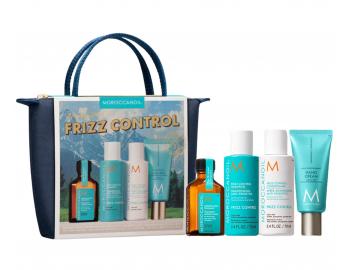 Cestovn� sada pro uhlazen� krepat�ch vlas� Moroccanoil Greetings From Frizz Control + kr�m na ruce a ta�ti�ka zdarma