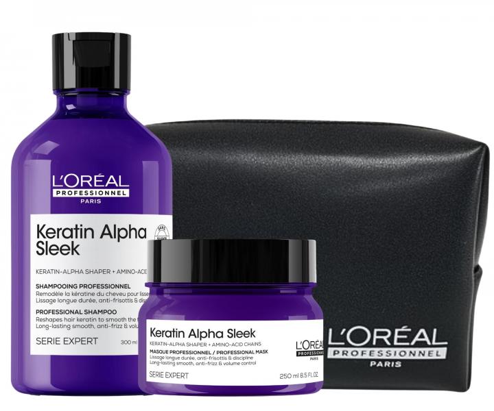 Sada pro dlouhotrvaj�c� uhlazen� krepat�ch vlas� Lor�al Professionnel Serie Expert Keratin Alpha Sleek + ta�ti�ka zdarma