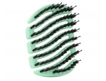 Kart�� na vlasy s kan��mi a nylonov�mi �t�tinami Sister Young Mila Pocket Hair Brush - sv�tle zelen�
