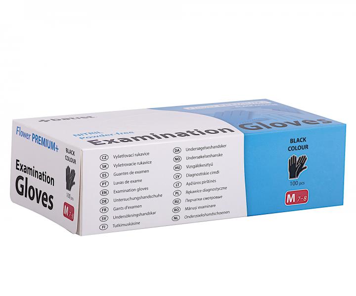 Jednorázové nitrilové rukavice Batist Flower Premium+ M - 100 ks, černé