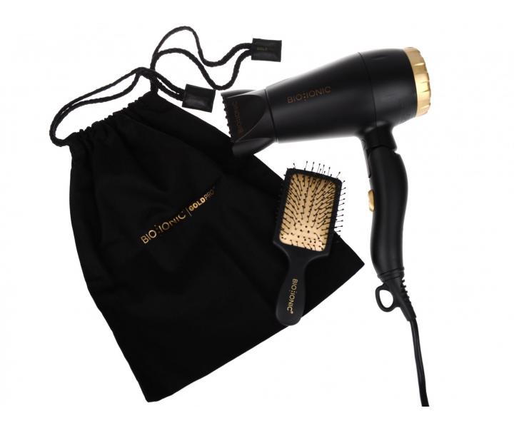 Cestovn fn na vlasy se sklopnou rukojet Bio Ionic Gold Pro Travel - 1200 W, ern - pouit