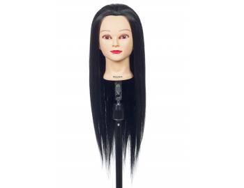 Cvičná hlava dámská s umělými vlasy JESSY, Original Best Buy - černé 50 - 60 cm