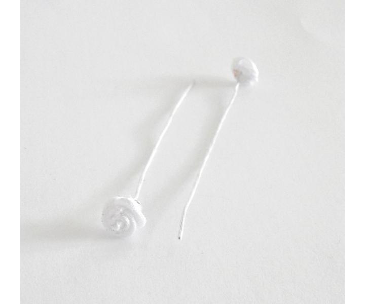 Ozdobná růžička do vlasů na drátku s třpytkami - bílá