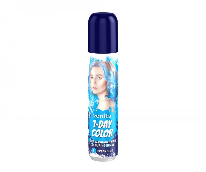 Barevn sprej na vlasy Venita 1-Day Color Ocean Blue - 50 ml, ocenov modr