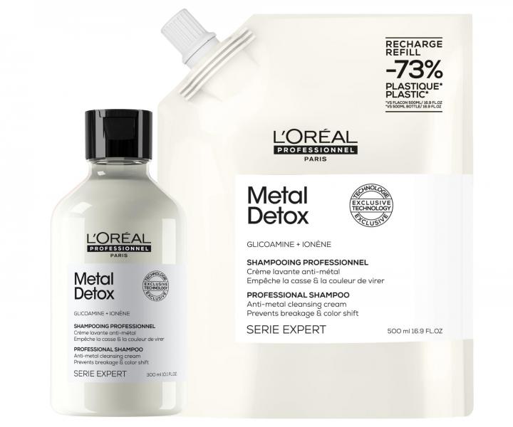 �ampon pro barven� a po�kozen� vlasy Lor�al Professionnel Serie Expert Metal Detox - 300 ml + n�hradn� n�pl� - 500 ml
