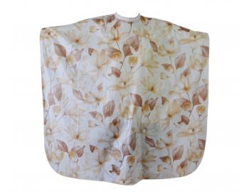 Kadeřnická pláštěnka na stříhání a barvení Burmax Vinyl Shampoo Cape - bílá s květinovým vzorem