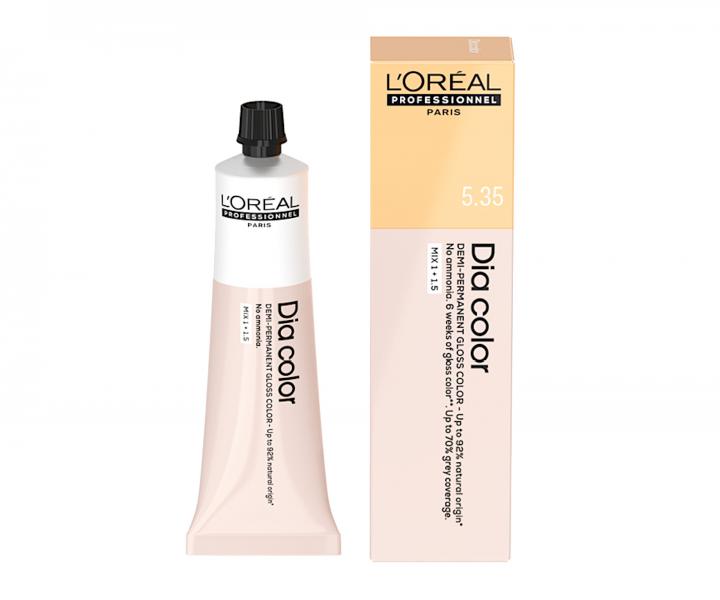 Přeliv na vlasy Loréal Professionnel Dia color 60 ml - 5.35 světlá hnědá zlatá mahagonová